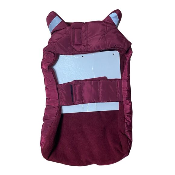 Winter Dog M/L Jacket Red Reflective Fleece Waterproof Warm Pet Vest Holiday - Picture 5 of 10